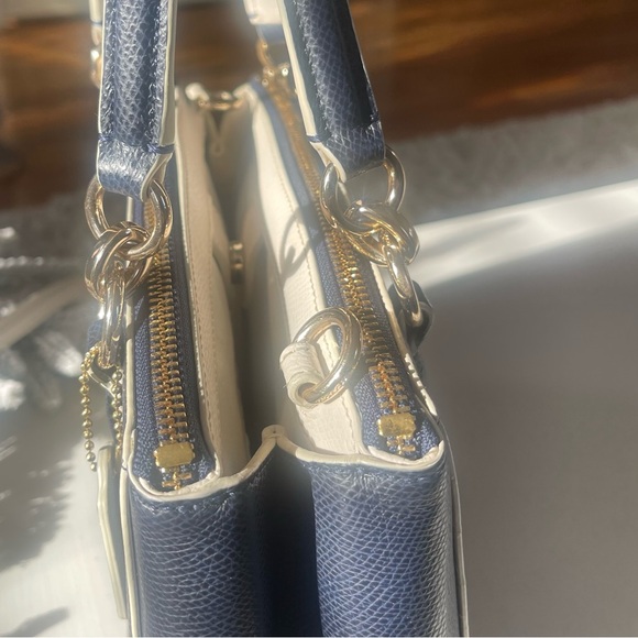 COACH Navy Edgepaint Christie Crossgrain Leather Bag Crossbody Chalk Midnight - Picture 12 of 16